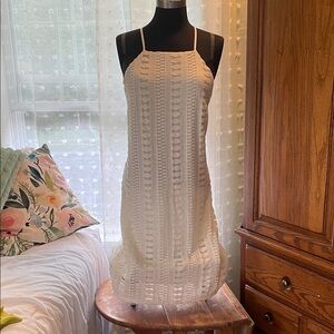 Massimo Cream Textured Dress spaghetti straps, size M, fully lined
